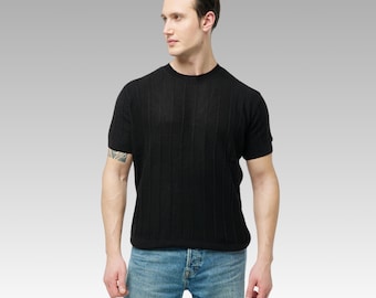 Men's Knitted T-Shirt: Summer Beach Oversized Shirt
