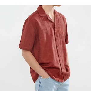 Bohem Men&#39;s Striped Shirt, Boho Men&#39;s Cotton Shirt, Comfortable Colors Shirt, Buttoned Classic Cotton Shirt