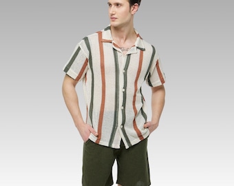 Knitted Shirt, Men&#39;s Knitted Shirt, Summer Shirt, Unisex Shirt, Beach Shirt,knitted sweater,shirts for men