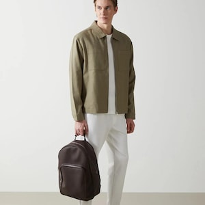 Men&#39;s Linen Blend Work Jacket: Lightweight Spring Overshirt