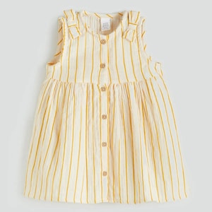 Muslin Baby Girl Sundress: Striped Sleeveless Cotton Dress