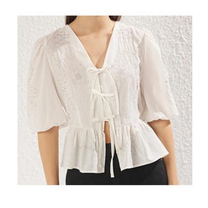 White Lace Cotton Blouse: Romantic Boho Top
