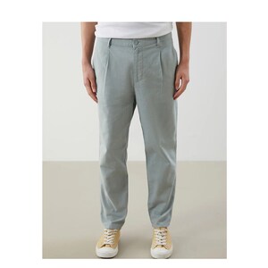 Men&#39;s Pleated Cotton Trousers: Relaxed Fit Linen Look Summer Pants