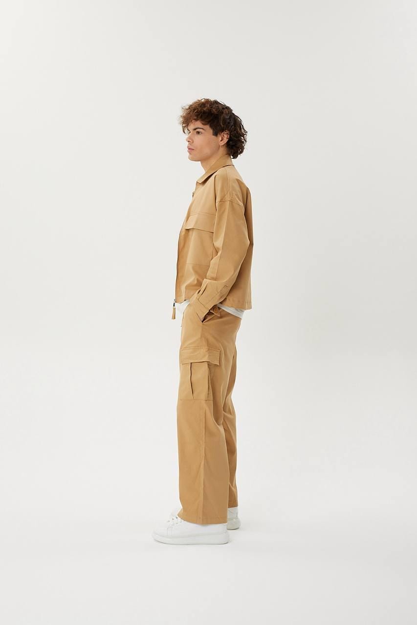 Men's Soft Cotton Cargo Set, Relaxed Fit, 3 Colors, Utility