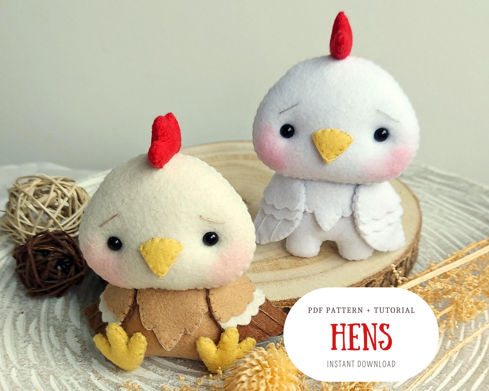 Felt Hens - PDF Pattern | Pdf Sewing Pattern, Woodland Animals, Digital ...