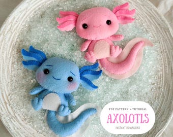 ウーパールーパーぬいぐるみパターン pdf フェルト縫製飾りかわいい