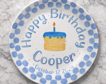 Personalized Birthday Plate for Kids, Custom Name Birthday Cake Plate, Happy Birthday Ceramic Keepsake, First Birthday Gift, Child Birthday