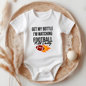 Get My Bottle I&#39;m Watching Football with Daddy Onesie® Football Baby Bodysuit, Game Day Onesie, Sports Football Baby Clothes 21N2NN