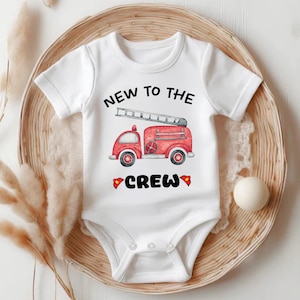 Firefighter Baby Onesie®, New to The Crew Firefighter Baby Bodysuit, Firefighter Baby Gift, Firefighter Baby Announcement 21AHNN
