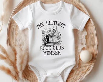 The Littlest Book Club Member Baby Onesie, New To The Book Club Baby Bodysuit, Wildflower Book Baby Onesie, Book Worm Baby Clothes 216NTNN