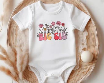Big Sis Floral Onesie, Floral Big Sis for Baby, Big Sister Flower Bodysuit OS1542966615