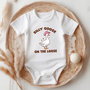 Silly Goose On The Lose Baby Onesie, Silly Goose Kids Onesie, Cowboy Goose Bodysuit, Western Goose Onesie OS1738345394