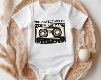 Perfect Mix of Mom and Dad Baby Onesie® - Cute Retro Mixtape Baby Bodysuit, Cute Baby Shower Gift 216RWNN