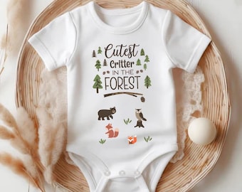 Cutest Critter In The Forest Onesie®, Woodland Animals Onesie, Woodland Animals Bodysuit, Cute Baby Shower Gifts, Woodland Baby Gifts OS1038