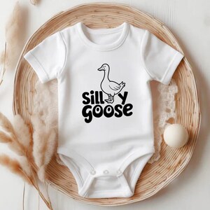 Silly Goose Baby Onesie- Funny Farm Animal Onesie For Baby - Boho Natural Baby Bodysuit OS1675599369