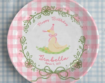 Personalized Silly Goose Plate, Little Girl 1st Birthday Keepsake Gift, Custom Name Nursery Decor, One Year Party, First Birthday Gift Idea