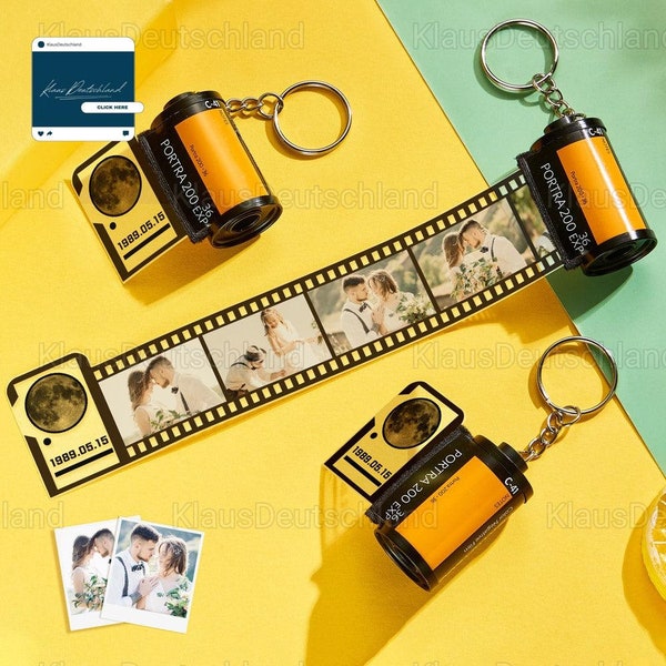 Personalized Photos Film Roll Keychain, Custom Date Film Roll Keychain, Anniversary Film Roll, Anniversary Gift For Couples, Gift For Lover