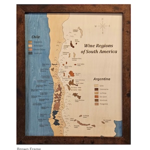 Mapa da região vinícola, América do Sul