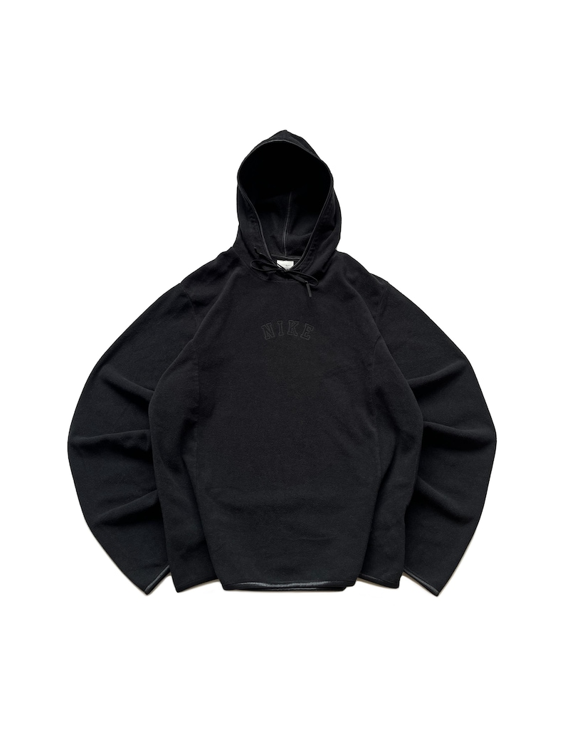 Sudadera con capucha Nike vintage con logo central Ninja Fleece, color negro, talla S imagen 1