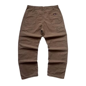 Pantalones de trabajo Dickies Carpenter vintage de corte relajado, color marrón, talla 38x30
