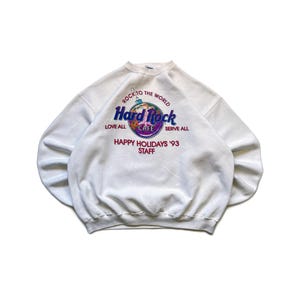 Vintage 90s Hard Rock Cafe Crewneck Sweatshirt White Size XL