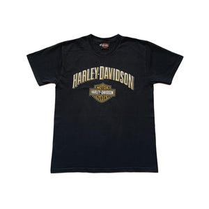 Vintage Harley Davidson Las Vegas Graphic Print Crew Neck Tee Shirt Black Size M