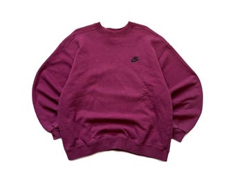 Sudadera holgada Nike Swoosh de cuello redondo vintage de los años 90 en color burdeos, talla L