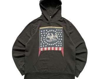 Sudadera con capucha Vintage Denim Supply Ralph Lauren con bandera americana, gris, talla L