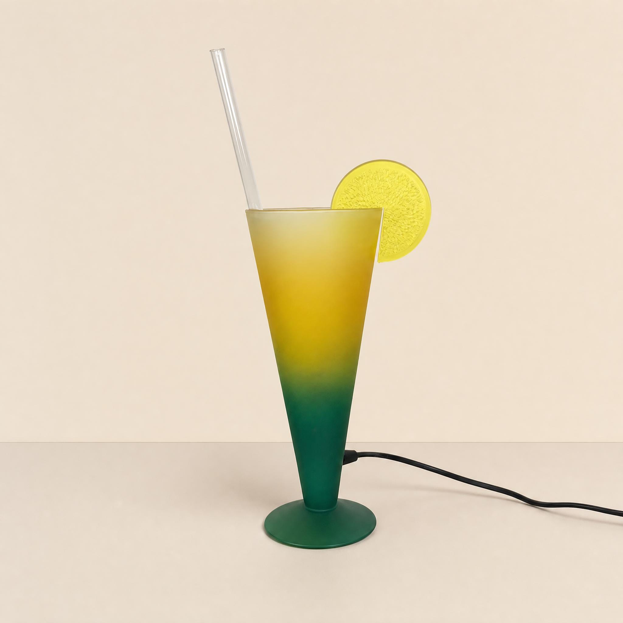 Vintage 90s Cocktail Lamp With Yellow Light | Original Retro Decor