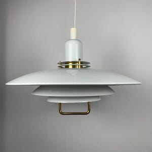 Vintage Danish pendant light AB Belid – Large white metal lamp – 1970/80 design – Retro gift idea – Midcentury Scandinavian lighting