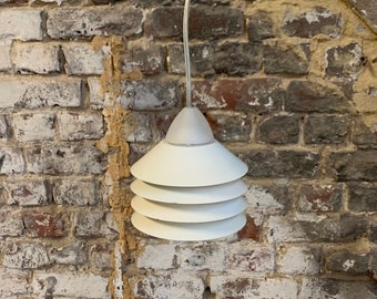 Piccola lampada a sospensione di Design Light modello SIAM in metallo laccato bianco, Danimarca, anni '80 - Lampada scandinava