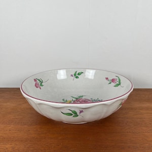 Vintage KG Luneville Réverbère earthenware salad bowl | Large floral bowl 1950s France | Retro kitchen tableware | Decorative centerpiece, wedding