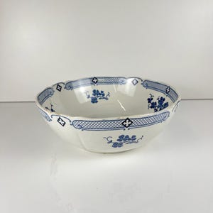 Saladier Terre de Fer KG Lunéville Jane bleu 29 cm, faïence ancienne française, vaisselle vintage 1890-1915, campagne, cottage core