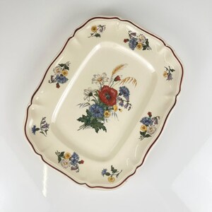 Duży prostokątny talerz Sarreguemines Agreste, ceramika francuska, około 1920 r., antyczny talerz do serwowania, wystrój w stylu vintage country chic
