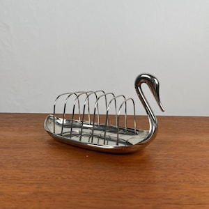Vintage silver metal toast rack 1970 duck swan minimalist design table decoration brunch retro home gift brunch tableware