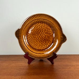 Vintage Sarreguemines Fish Plate | Brown Barbotine 1960s Decorative wall dish, retro empty pocket, French fish tableware, gift