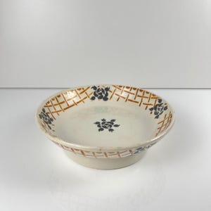 Ironstone footed plate from Badonviller Roscoff, 1930; antique blue serving platter; vintage French earthenware compote dish for table decoration