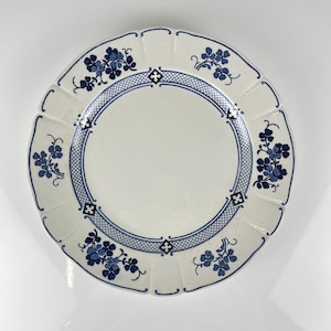 KG Lunéville Jane blue round Terre de Fer platter, 31 cm, antique French tableware, vintage style, late 19th/early 20th century, cottage core