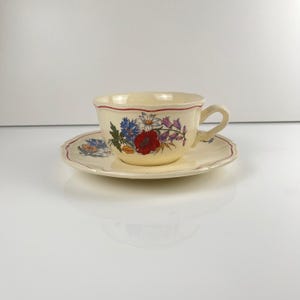 Sarreguemines Agreste mug with saucer, vintage 1960s earthenware, large rustic-style breakfast mug, antique French tableware, gift