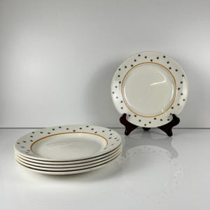 Set of 6 Gien Constellation Primefleur dinner plates, 1950s, vintage earthenware with green stars, French Mid-Century decoration, MCM