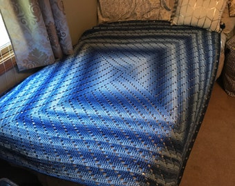 Shaded Blues Afghan/Blanket/Throw