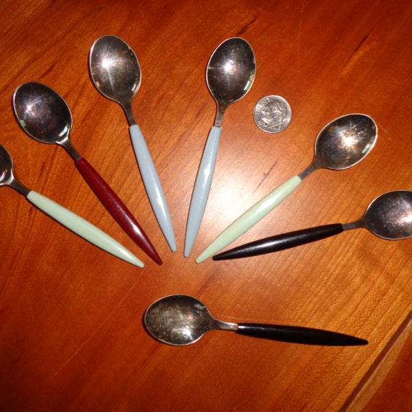 SALE Vintage Sweet Little Demitasse Spoons from Sweden Collectible Small spoons celluloid spoon handles