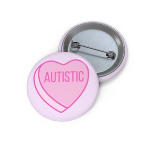 Autistic Pride Button – Cute Pink Heart Pin – Neurodiversity Awareness Badge – Autism Acceptance Gift