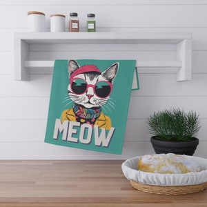 Meow Cool Cat Kitchen Towel - Housewarming Gift