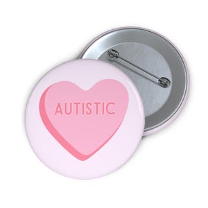 Autistic Pride Button – Cute Pink Heart Pin – Neurodiversity Awareness Badge – Autism Acceptance Gift