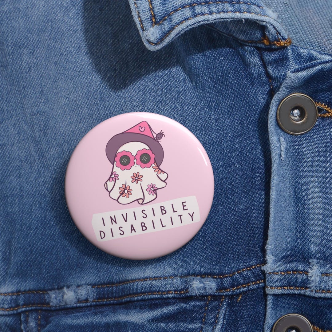 Invisible Disability Ghost Button Cute Neurodiversity Pin Disability ...