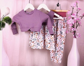 Combination dress Lina flower mix with cropped sweater and leggings