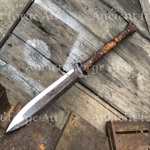 Personalized Handmade high carbon steel Spear with leather sheath Full Tang leaf spring sword Best gift for him wedding gift