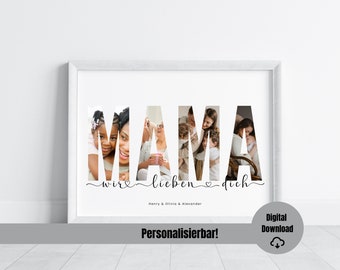 Colagem de fotos para a mãe, presente de Dia das Mães, presente de aniversário, colagem de fotos personalizada, presente de aniversário para a mãe, presente de Dia das Mães, presente para a mãe