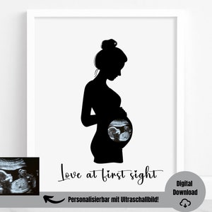 Poster Ultraschallbild, Schwangerschaft, personalisiert mit Ultraschallbild, Babyzimmer Deko, Wandkunst Baby